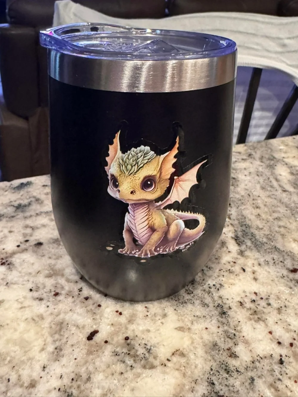 Black Dragon Baby Stainless Steel Wine Tumbler with Lid 4 1/2”x3” New in box